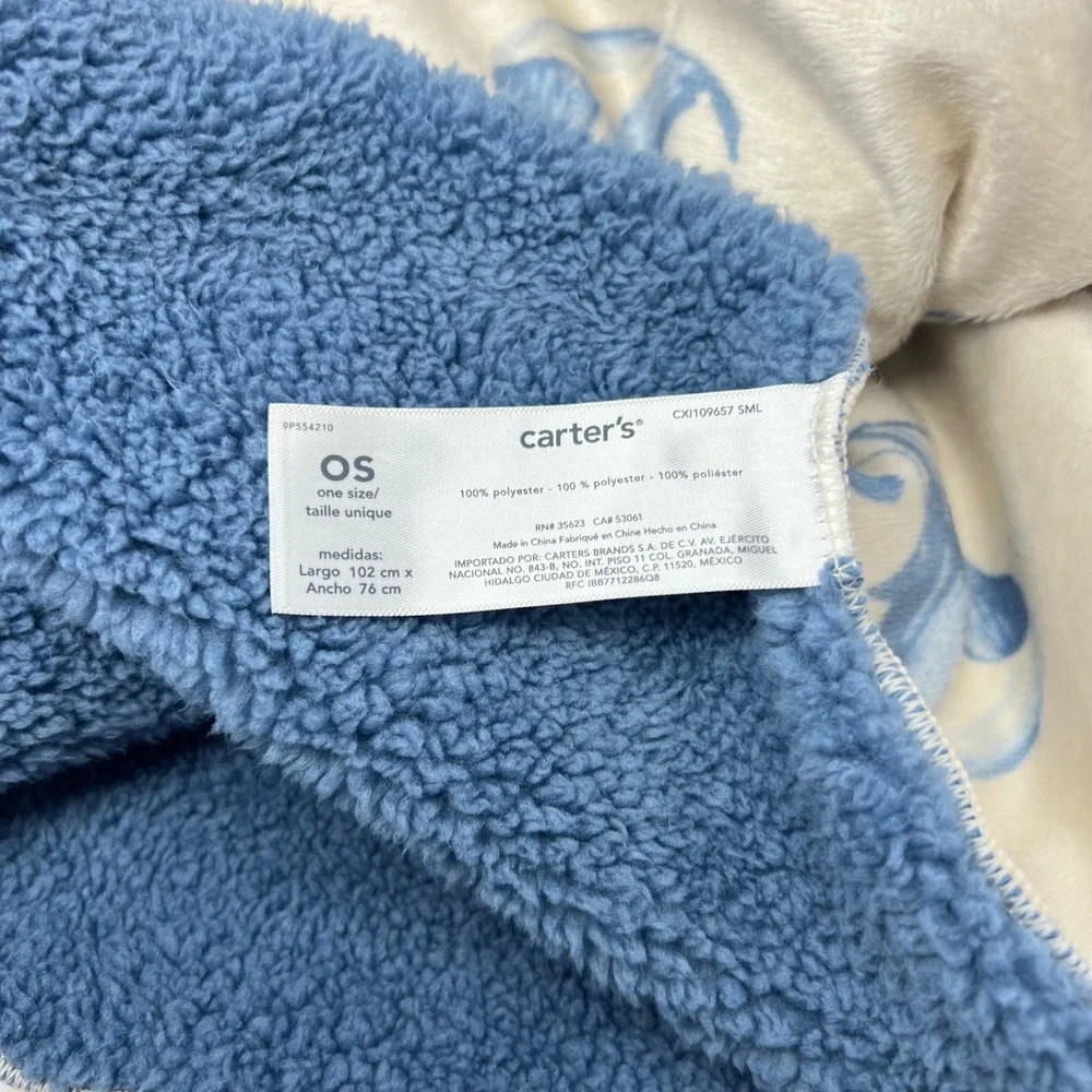 Carter's Blue Panda Sherpa Baby Blanket Toddler Plush Soft Cozy Lovey Security